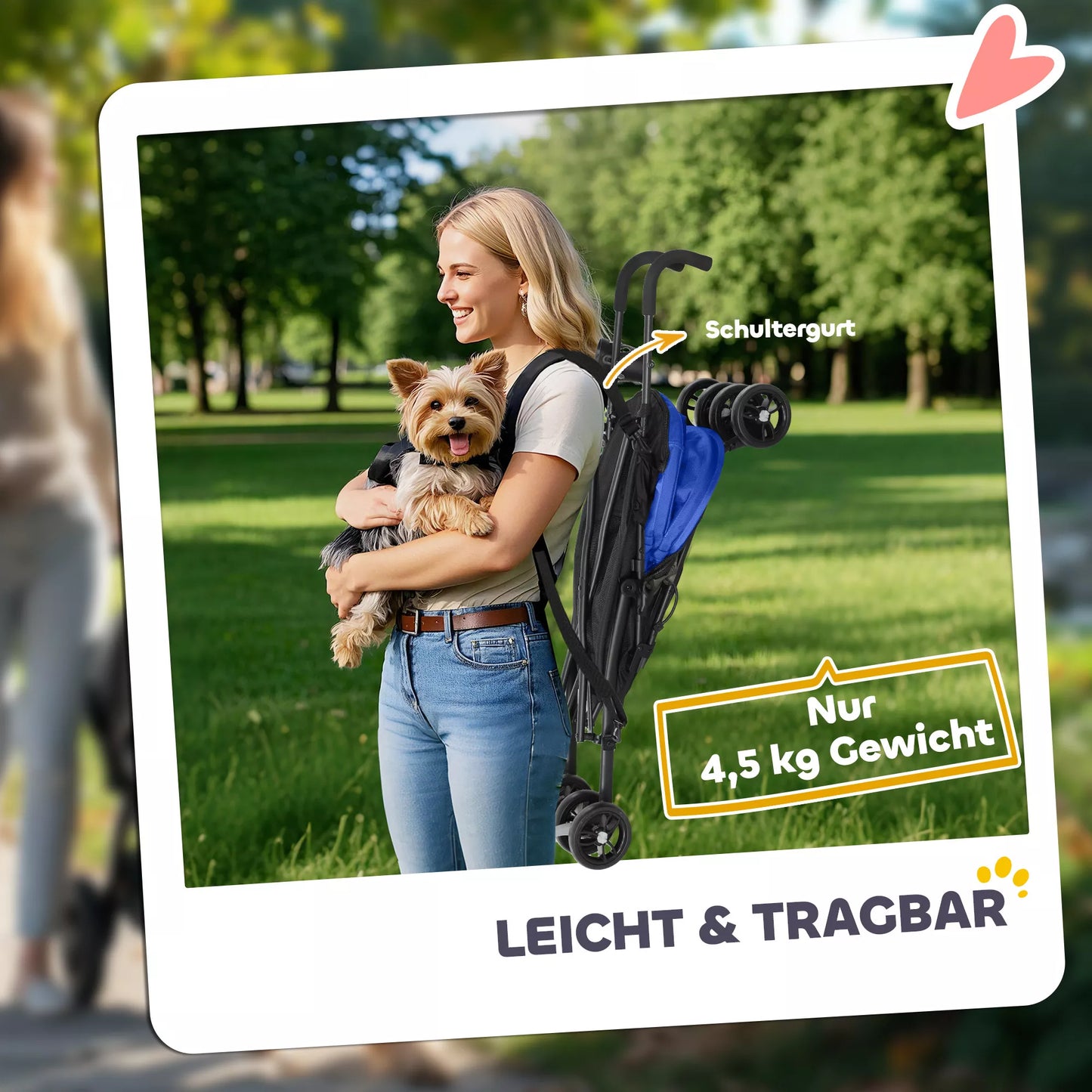 Mājdzīvnieku ratiņi, drošības jostas, sieta logs, 76 cm platums x 44 cm dziļums x 103 cm augstums, tumši zili