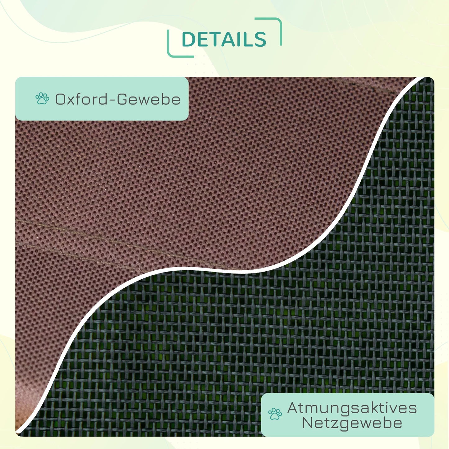 Pakeltas šunų guolis su stogeliu, naminių gyvūnėlių lova lauke su stogu, kvėpuojantis, tafto audinys kempingui, kavos spalvos, 76 x 61 x 73 cm