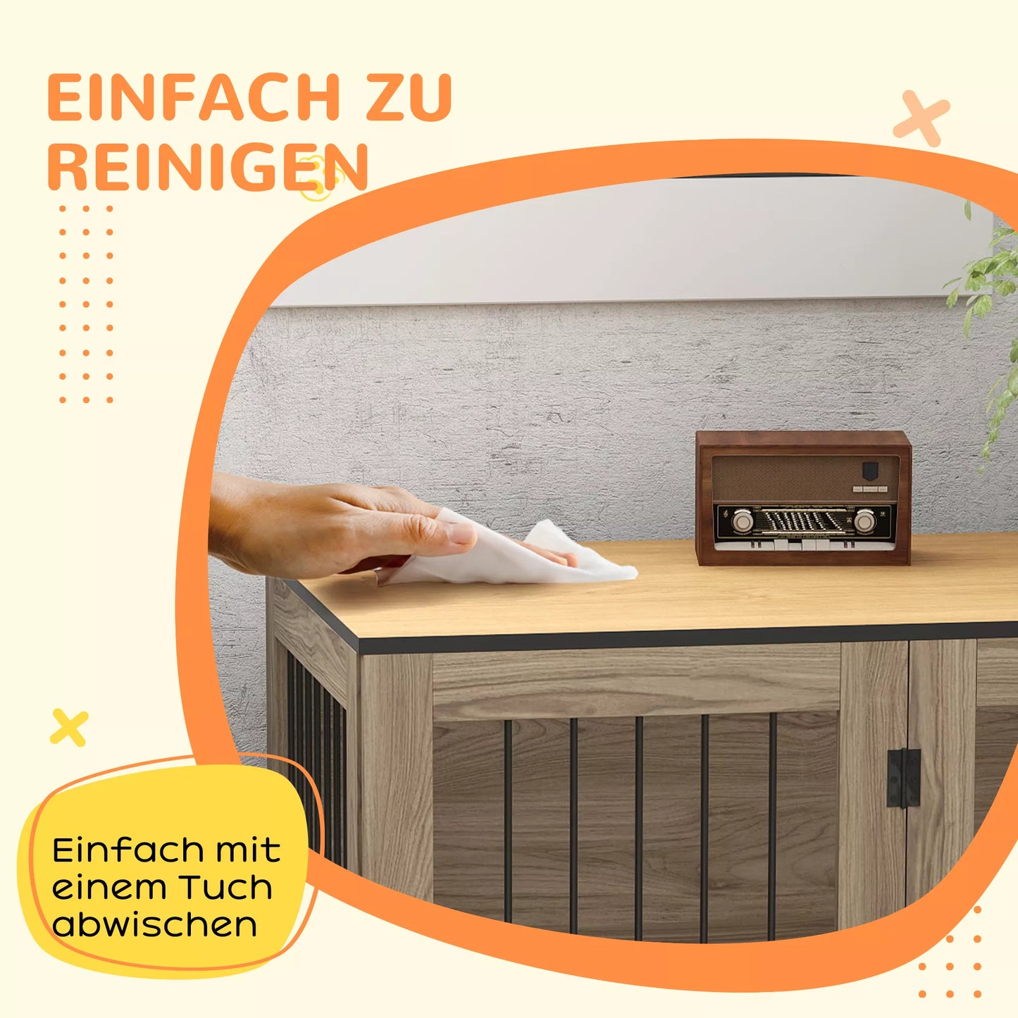 Šunų dėžė, naminių gyvūnėlių dėžė dideliems šunims, šunų būda, skirta naudoti patalpoje, 106 x 60 x 76 cm, ąžuolo spalvos