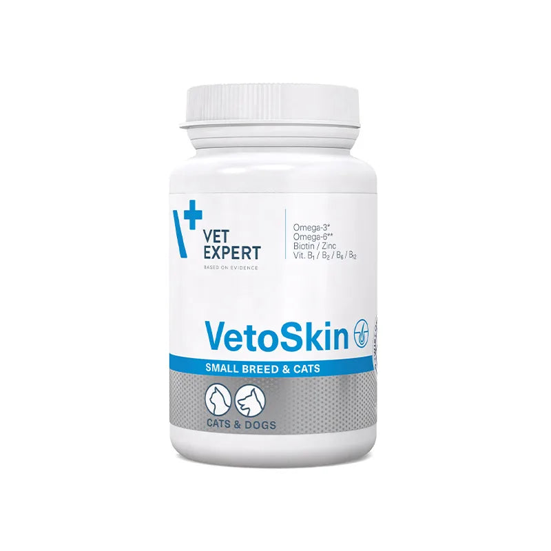 VetExpert Vetoskin Small Breed & Cats papildas odai ir kailiui, Twist Off 60 kaps.