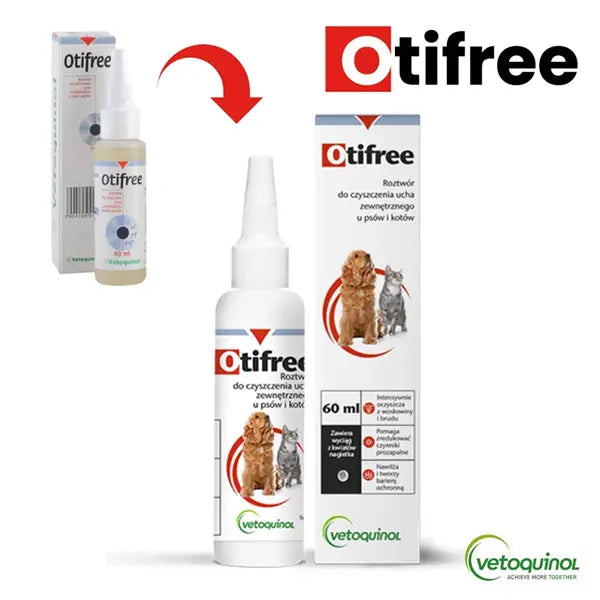 Otifree ausų valymo tirpalas šunims ir katėms, 160ml