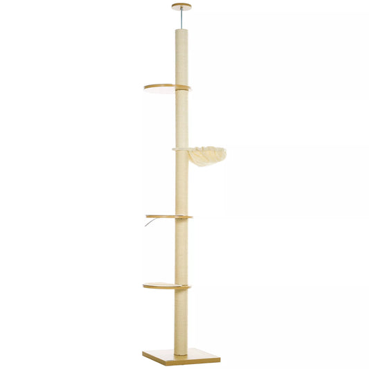 Lubas siekiantis draskyklių medis, apsauga nuo apsivertimo, stulpeliai su sizalio virve, medžio kompozito medžiaga, ąžuolas + kreminė balta