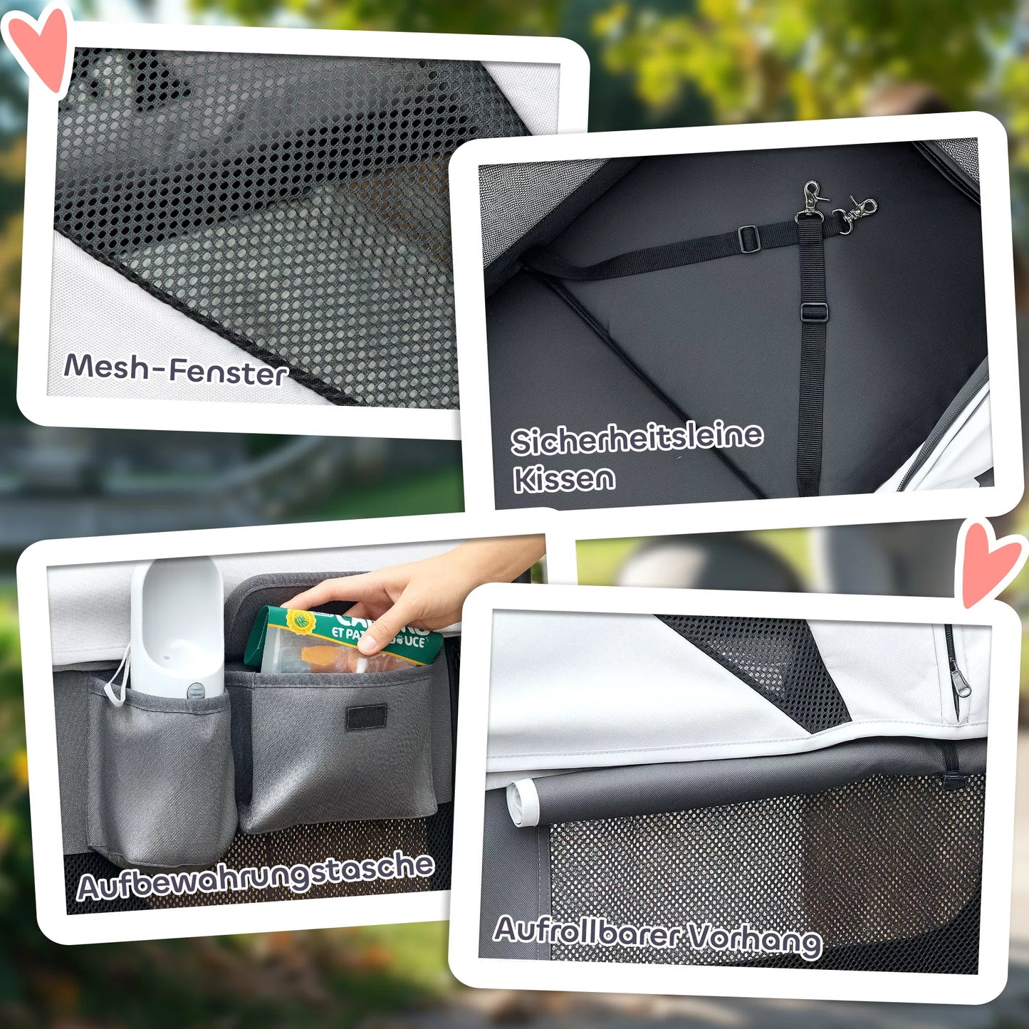 Saliekamie ratiņi suņiem un kaķiem līdz 30 kg, 110 x 65 x 102 cm, tumši pelēki