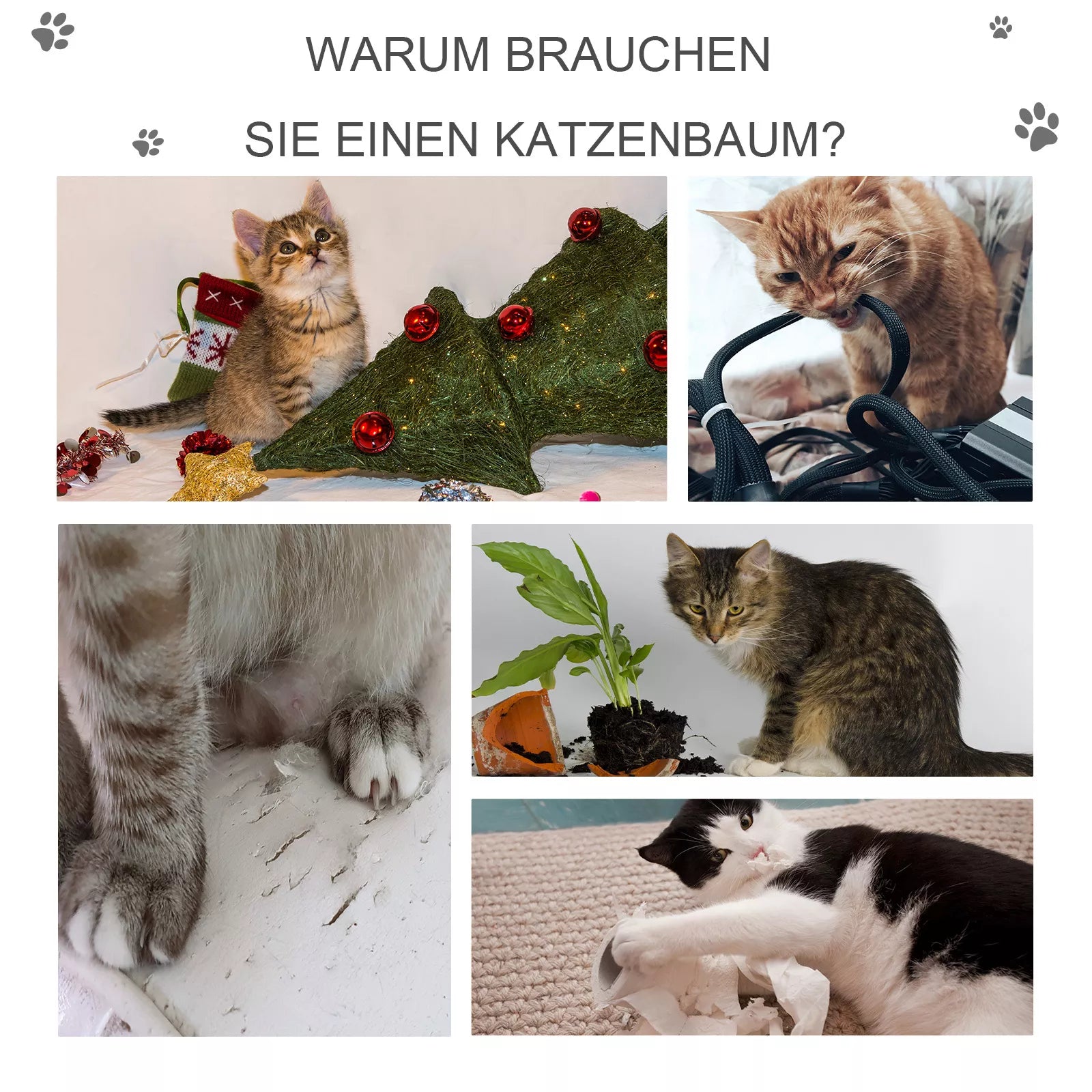Kačių medis 120 cm, Kačių bokštas su urveliu, žaisliniu kamuoliuku, sizaliniais stiebais, platforma, laipteliais, daugiaaukštis kačių draskytuvas, laipiojimo medis katėms, šviesiai pilkas