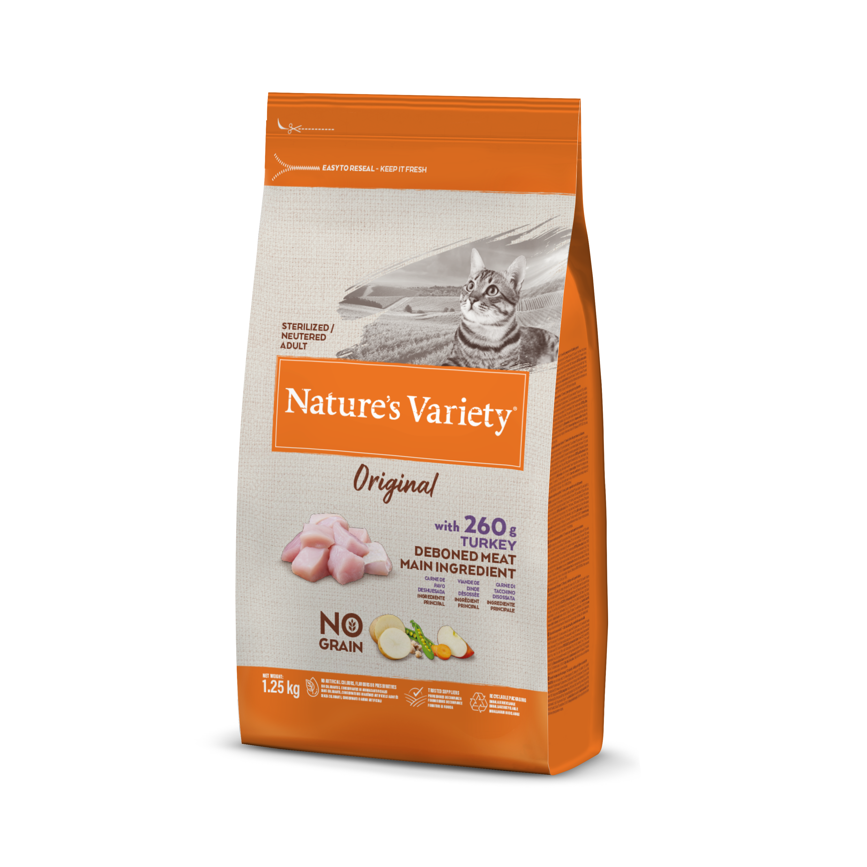 Nature's Variety Original Sterilized Cat Sausas maistas sterilizuotoms katėms su kalakutiena 1,25 kg