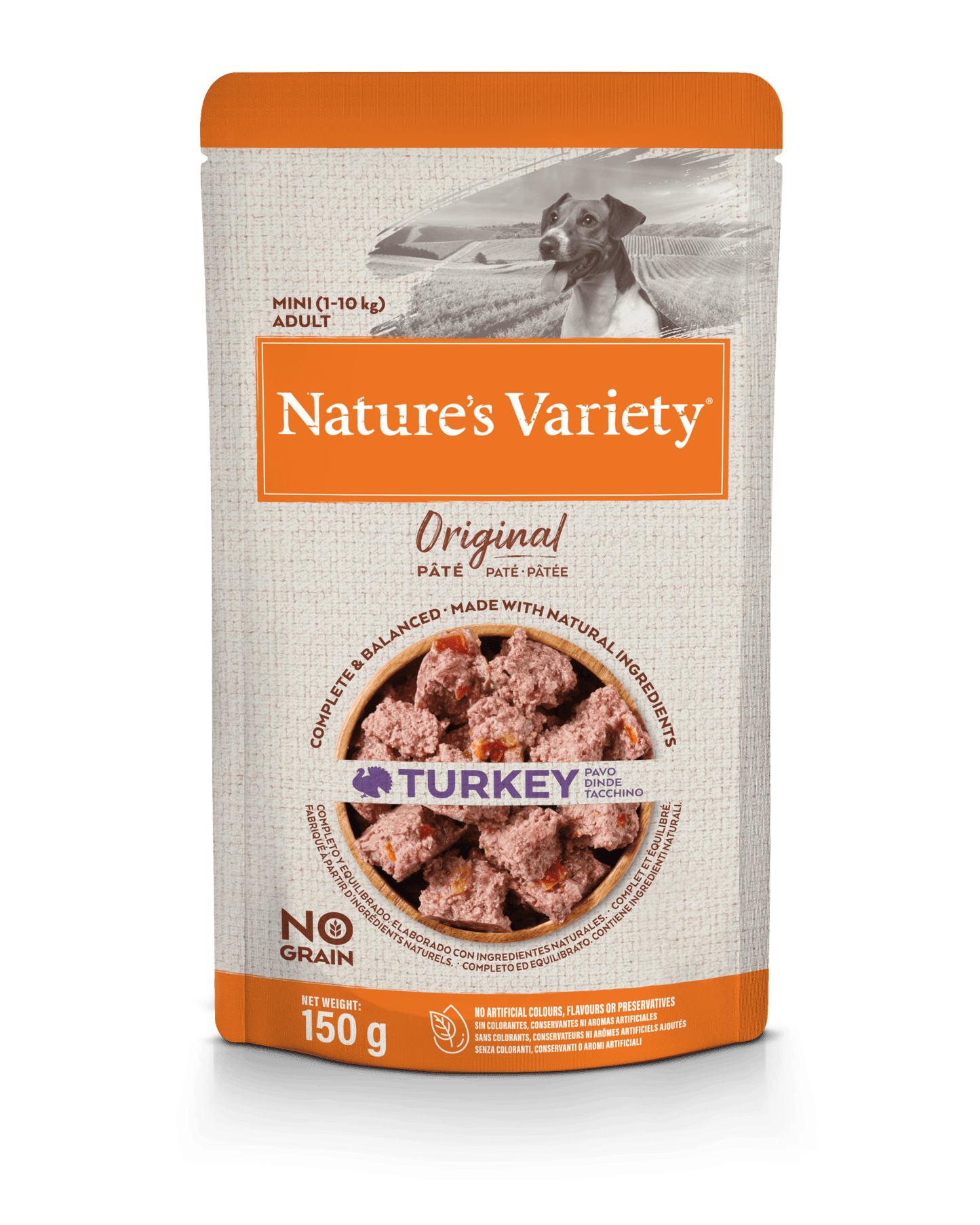 Nature's Variety Wet Original Mini Dog konservētā barība mazo šķirņu suņiem ar tītaru 150 g