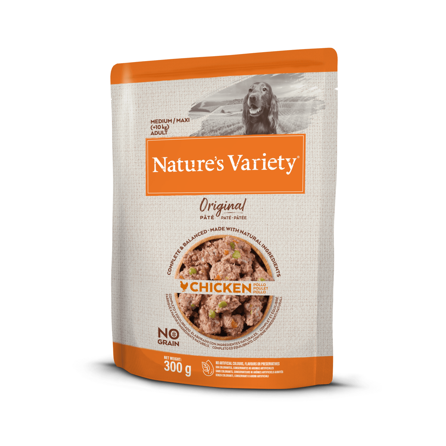 Nature's Variety Wet Original Med Dog konservētā barība vidēja un liela izmēra šķirņu suņiem ar vistu 300 g