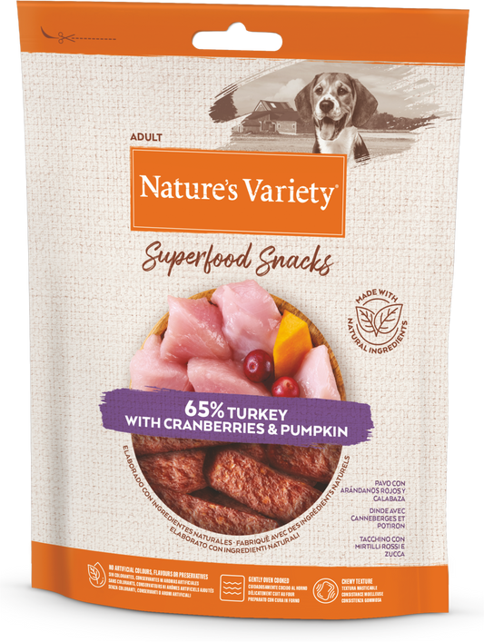 Nature's Variety Super Food Snacks Skanėstai šunims su kalakutiena 85 g