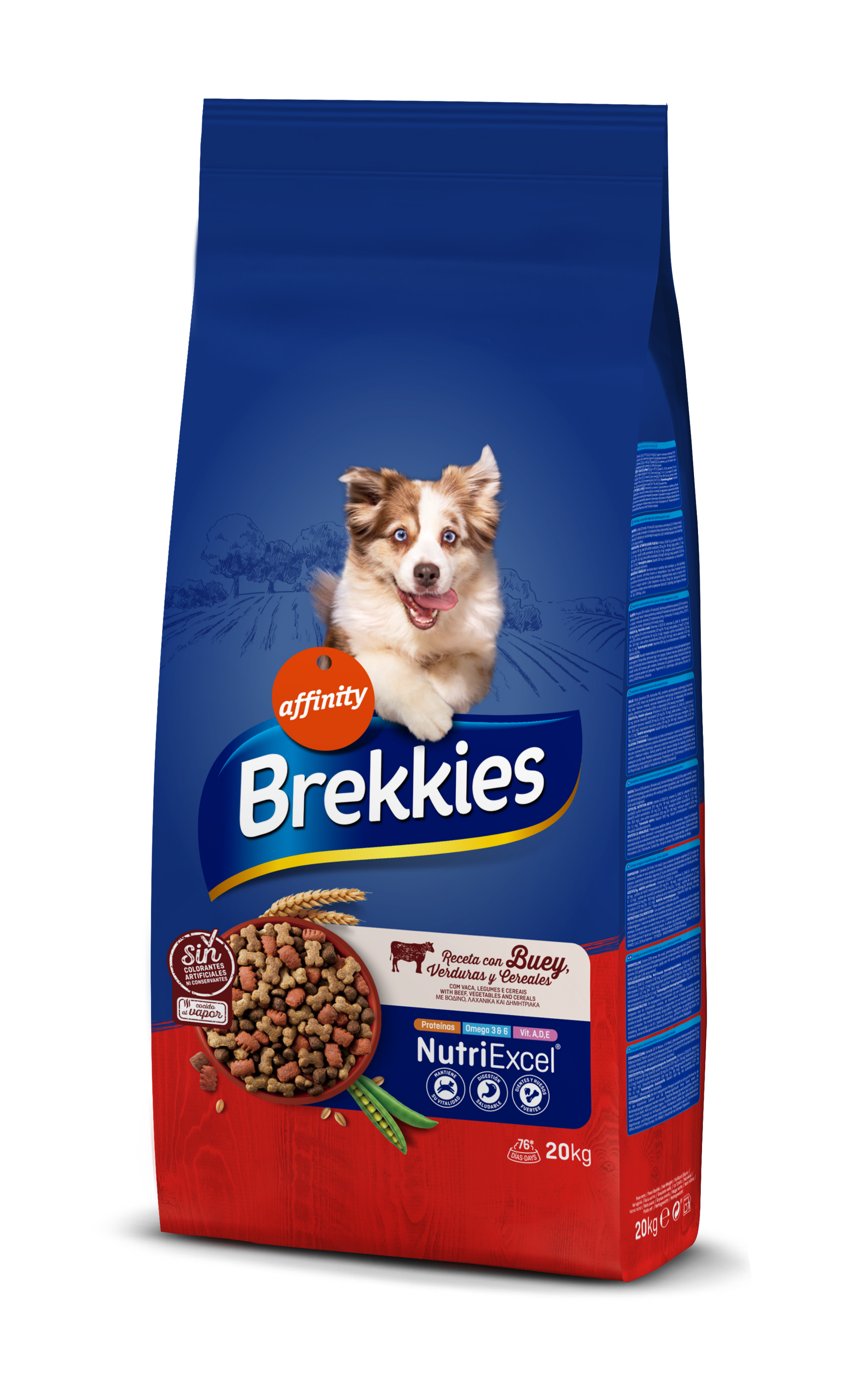 Brekkies Excel Dog Subalansuotas sausas maistas šunims su jautiena 20kg