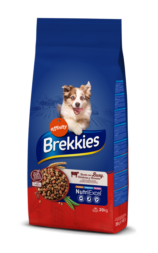 Brekkies Excel Dog Subalansuotas sausas maistas šunims su jautiena 20kg