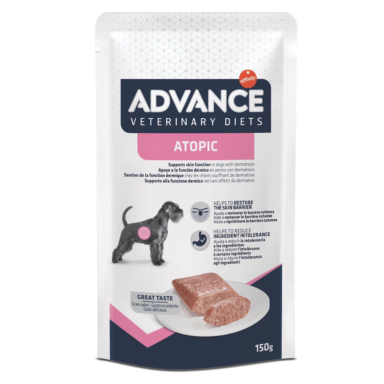Advance Veterinary Diets Wet Atopic Dog Mitrā barība suņa ādai un apmatojumam barošanas laikā 150 g x 8 gab.