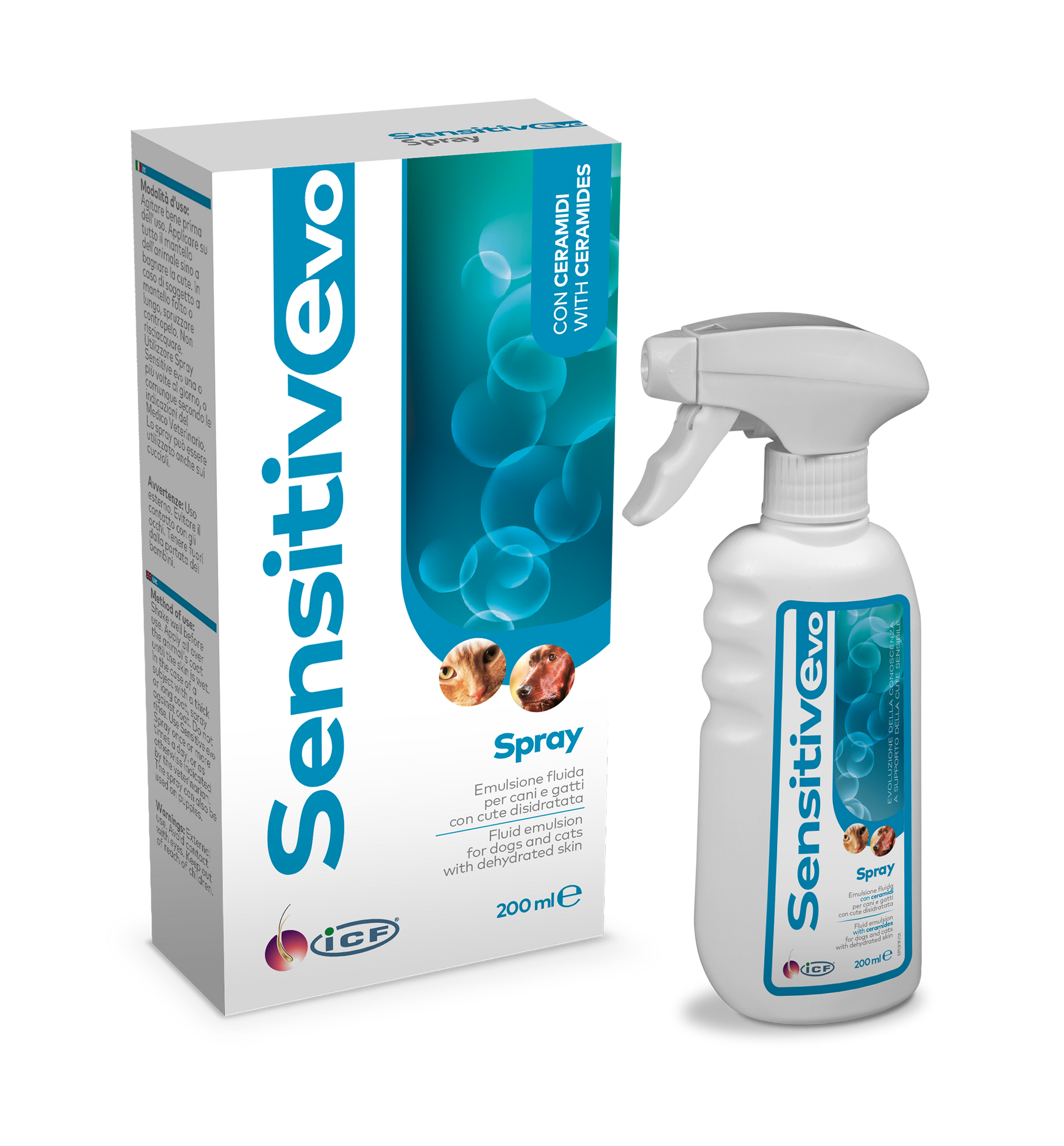 Sensitive Evo Spray Purškiklis šunims ir katėms turintiems išsausėjusią odą 200 ml