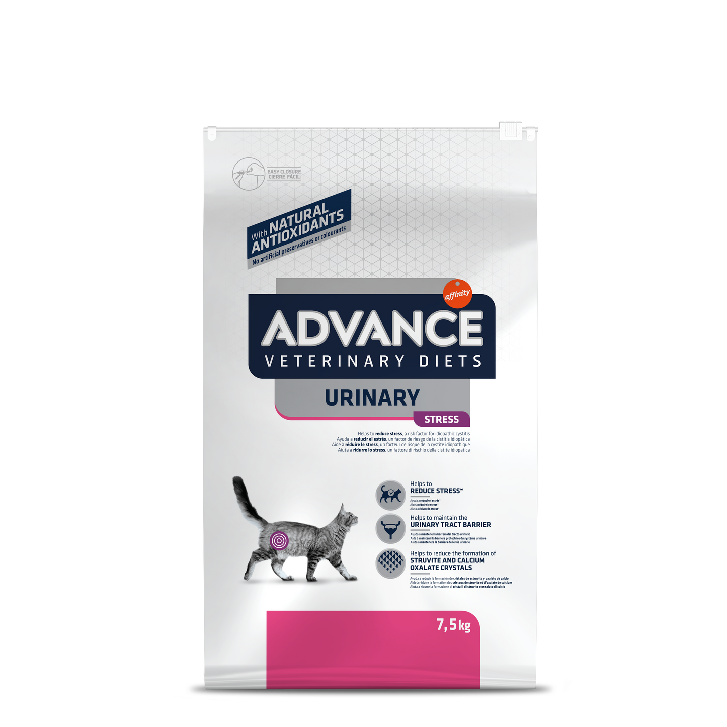Advance Veterinary Diets Urinary Stress Cat sausā barība kaķiem ar urīnceļu slimībām 7,5 kg