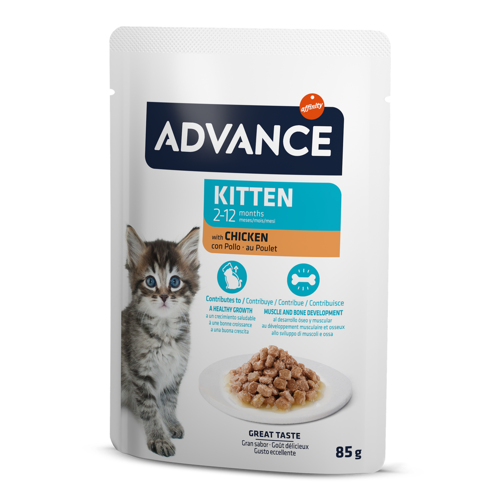 Advance Wet Kitten Chicken — mitrā barība kaķēniem ar vistas gaļu, 85 g × 12 gab