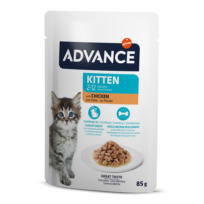 Advance Wet Kitten Chicken Mitrā barība jauniem kaķiem ar vistu 85G*12gab.