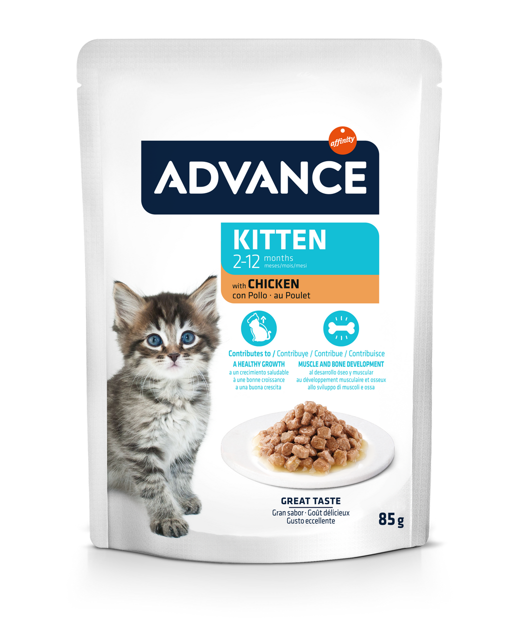 Advance Wet Kitten Chicken — mitrā barība kaķēniem ar vistas gaļu, 85 g × 12 gab