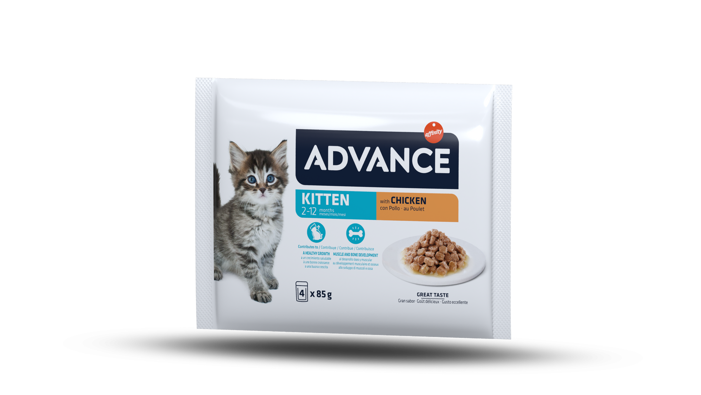 Advance Wet Kitten Chicken Flow Šlapias maistas jaunoms katėms su vištiena  4 x 85 g