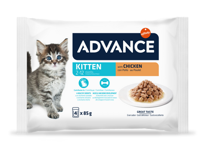 Advance Wet Kitten Chicken Flow Šlapias maistas jaunoms katėms su vištiena  4 x 85 g