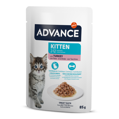 Advance Wet Kitten Turkey mitrā barība jauniem kaķiem ar tītaru 85G*12gab.