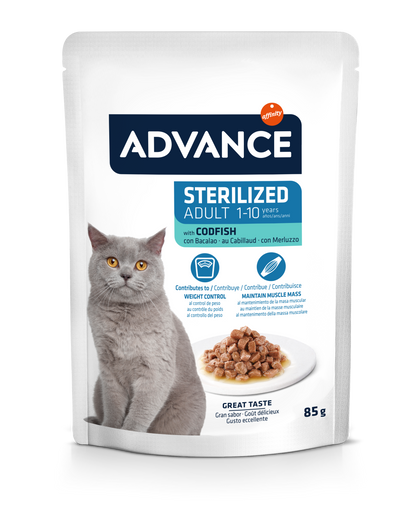 Advance Wet Sterilized Menca Mitrā barība sterilizētiem kaķiem ar mencu 85G*12gab.