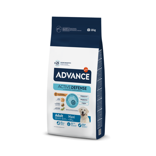 Advance Maxi Adult Sausas maistas didelių veislių suaugusiems šunims su vištiena ir ryžiais 18 kg