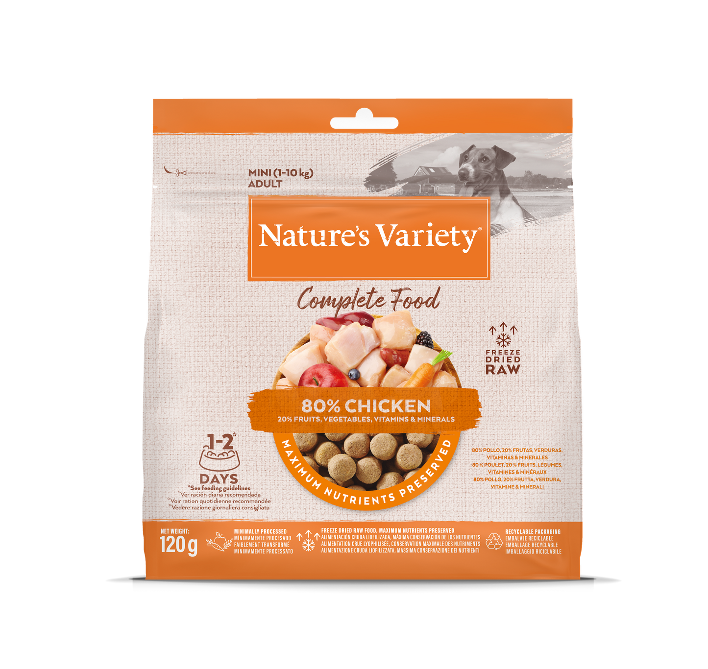 Nature's Variety Completed Mini Liofilizuoti skanėstai mažųjų veislių šunims su vištiena 120 g