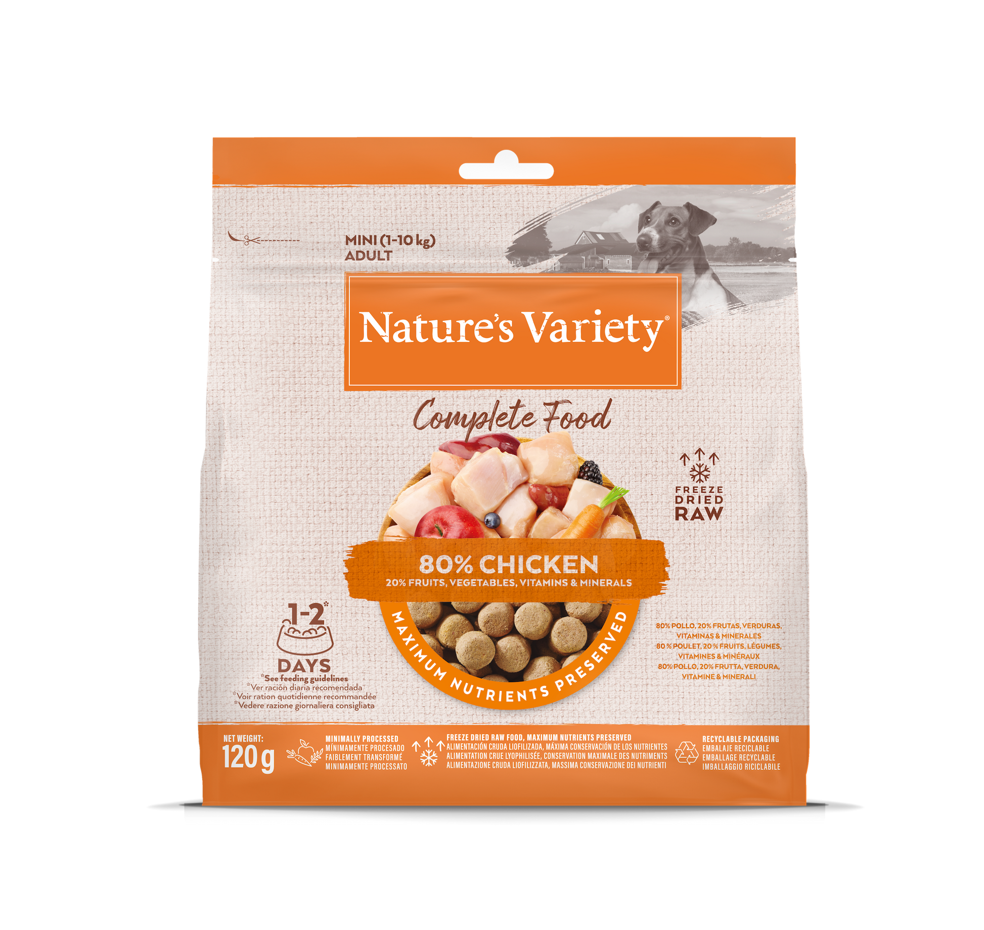 Nature's Variety Completed Mini Liofilizuoti skanėstai mažųjų veislių šunims su vištiena 120 g