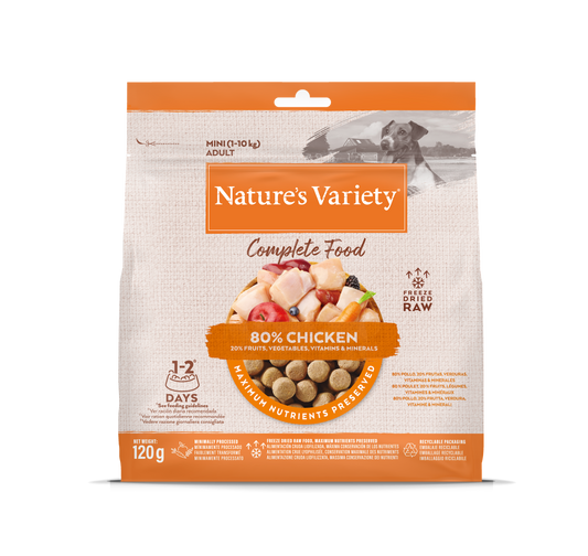 Nature's Variety Completed Mini Liofilizuoti skanėstai mažųjų veislių šunims su vištiena 120 g