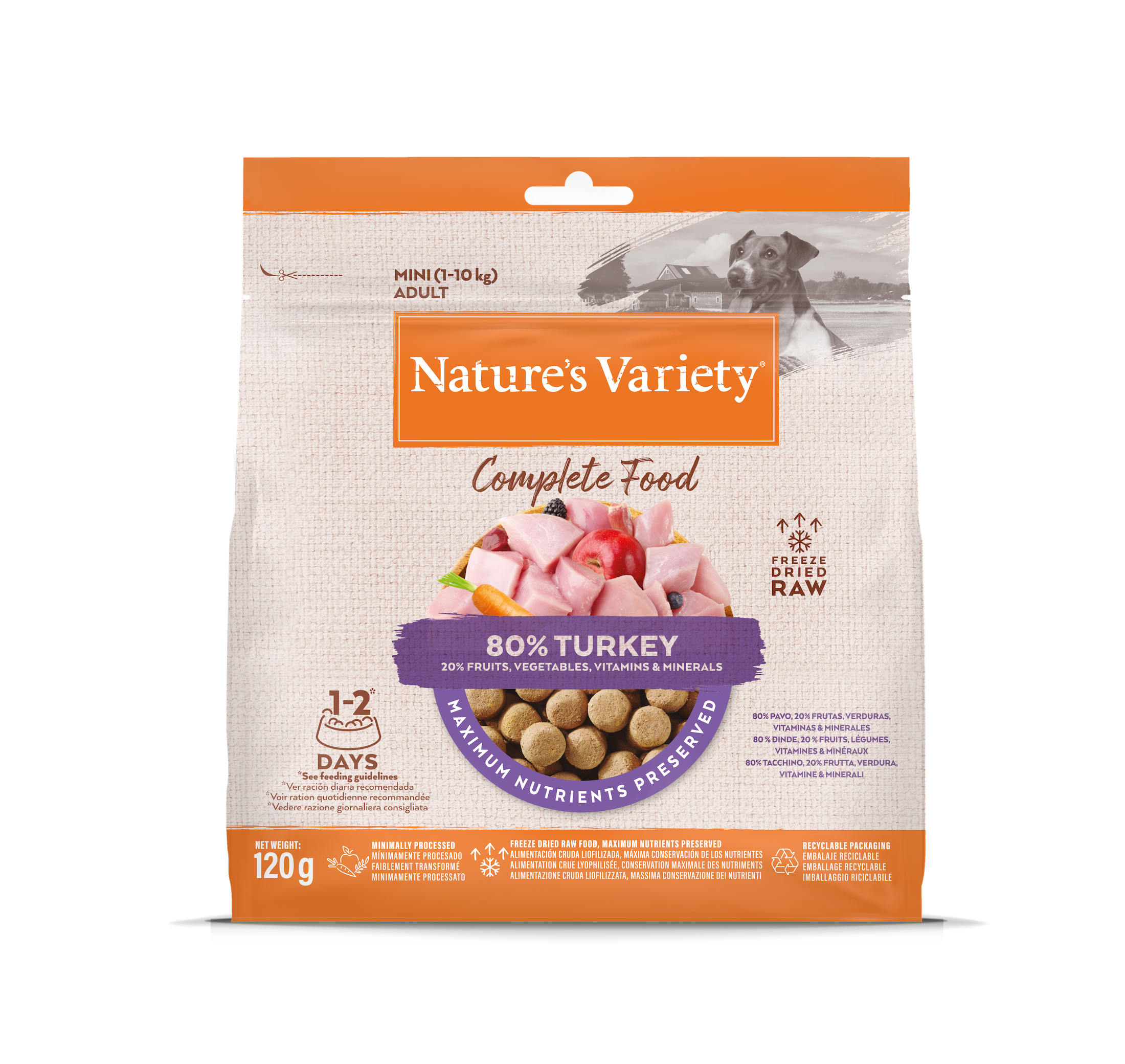 Nature's Variety Completed Mini Liofilizuoti skanėstai mažųjų veislių šunims su kalakutiena 120 g