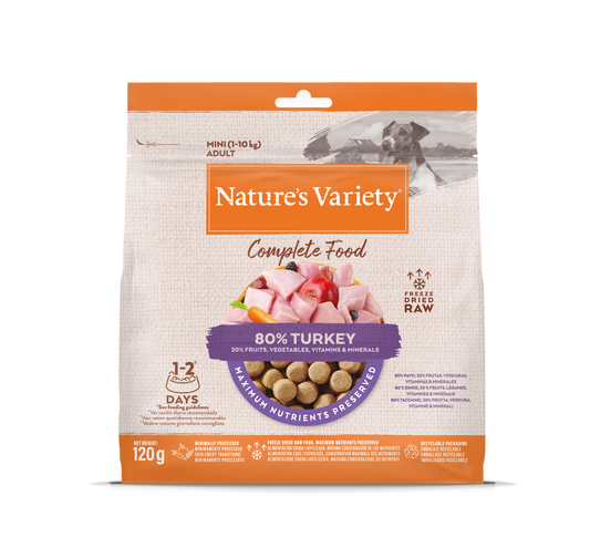 Nature's Variety Completed Mini Liofilizuoti skanėstai mažųjų veislių šunims su kalakutiena 120 g