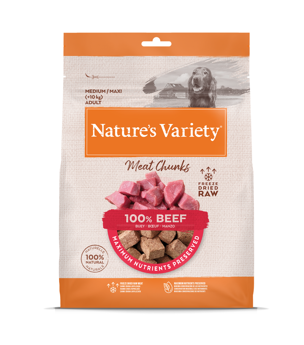 Nature's Variety Meat Chunks Liofilizuoti skanėstai su jautiena 50 g