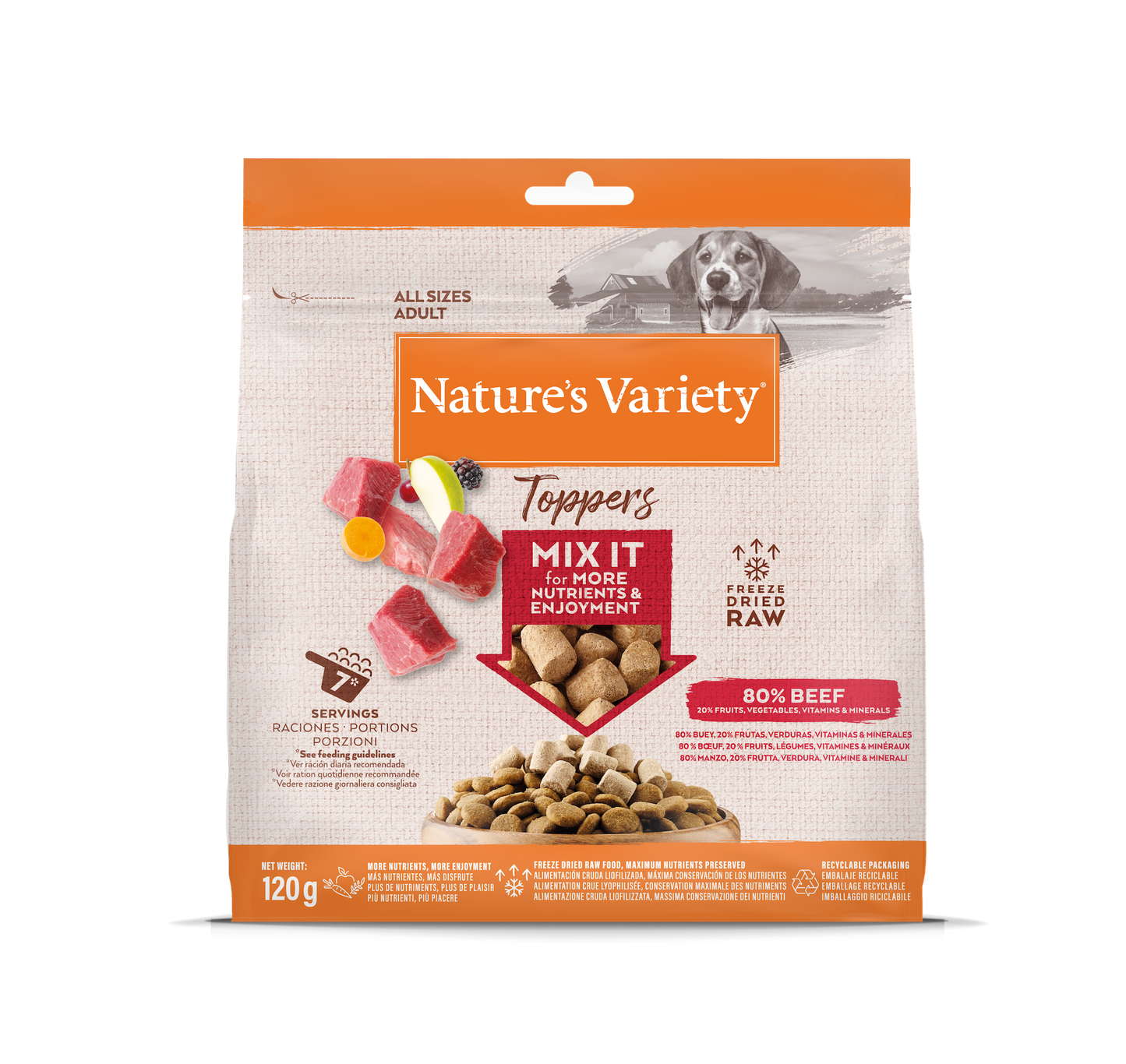 Nature's Variety Toppers Liofilizuoti skanėstai šunims su jautiena 120 g