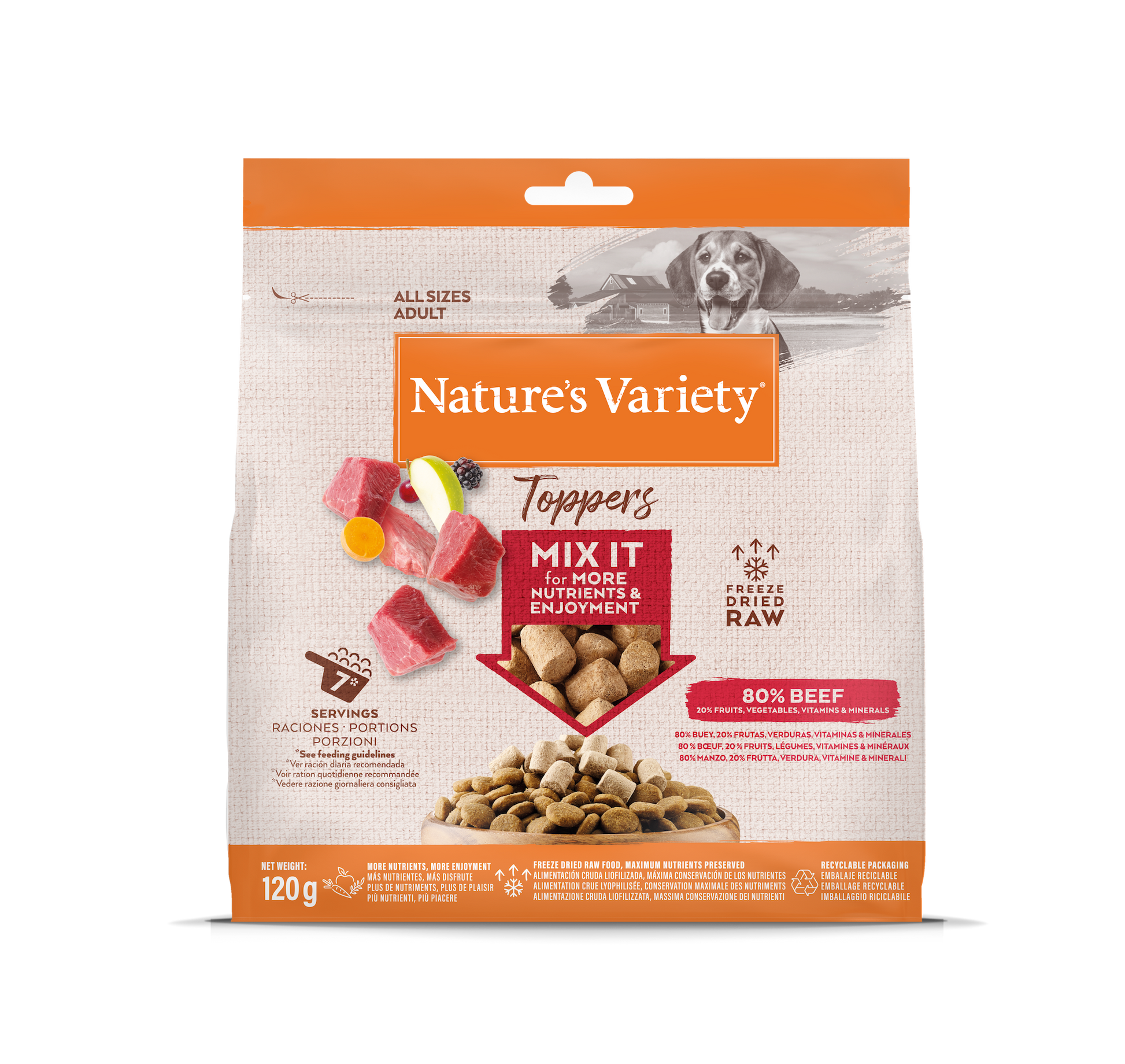 Nature's Variety Toppers Liofilizuoti skanėstai šunims su jautiena 120 g