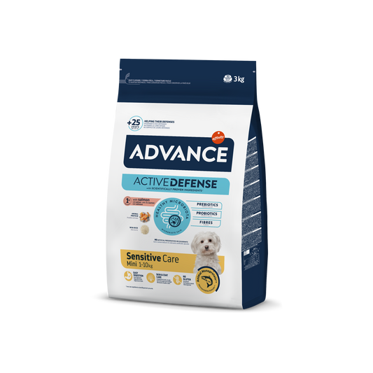 Advance Mini Sensitive Salmon&Rice Sausas maistas mažųjų veislių šunims turintiems virškinimo ir odos problemų su lašiša ir ryžiais 3 kg