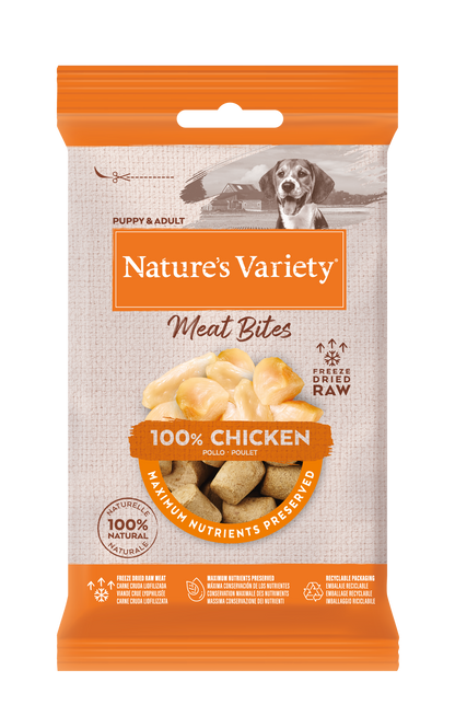 Nature's Variety Meat Bites Liofilizuoti vištienos kąsneliai šunims 20 g