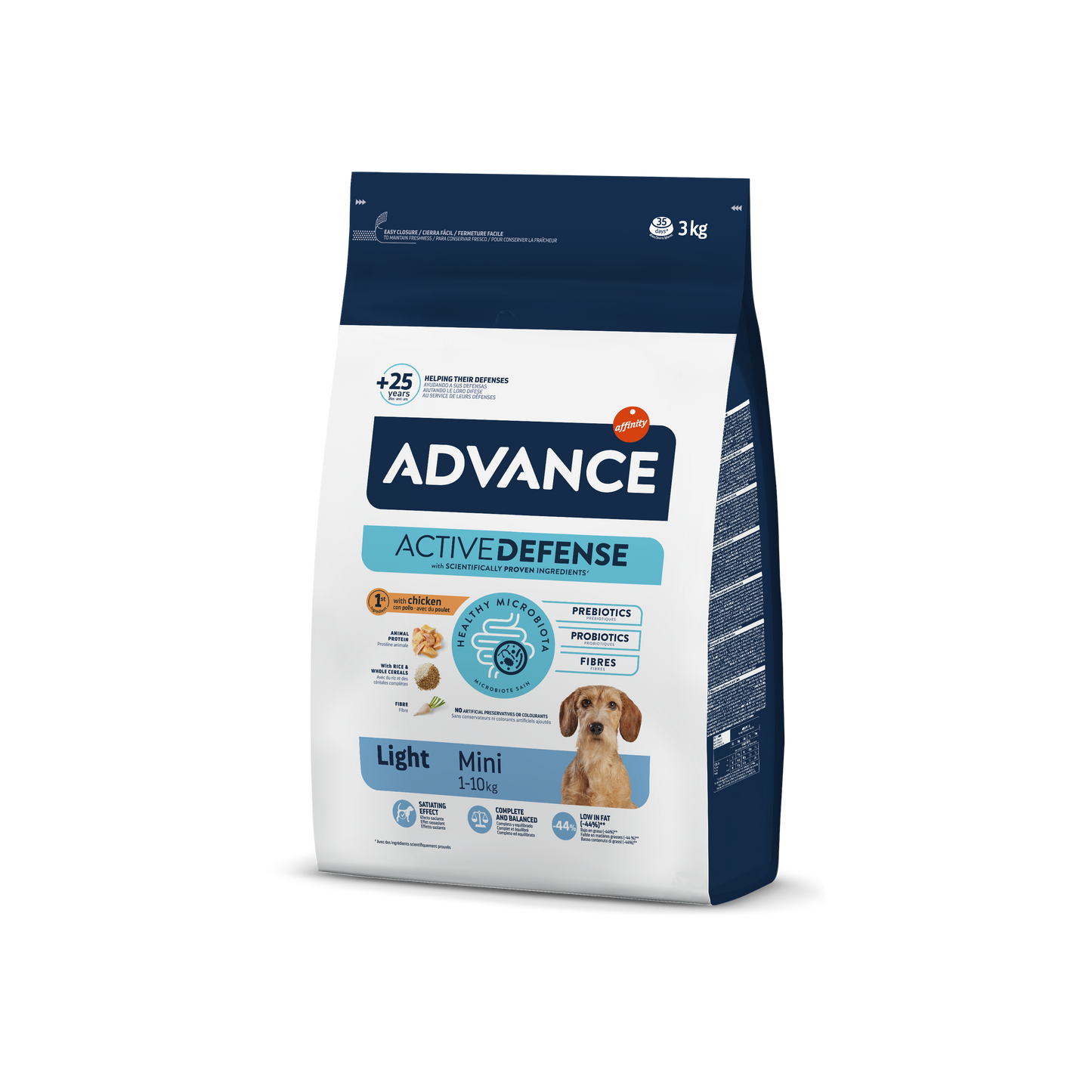 Advance Mini Light Sausas maistas mažųjų veislių šunims linkusiems priaugti svorio 3 kg