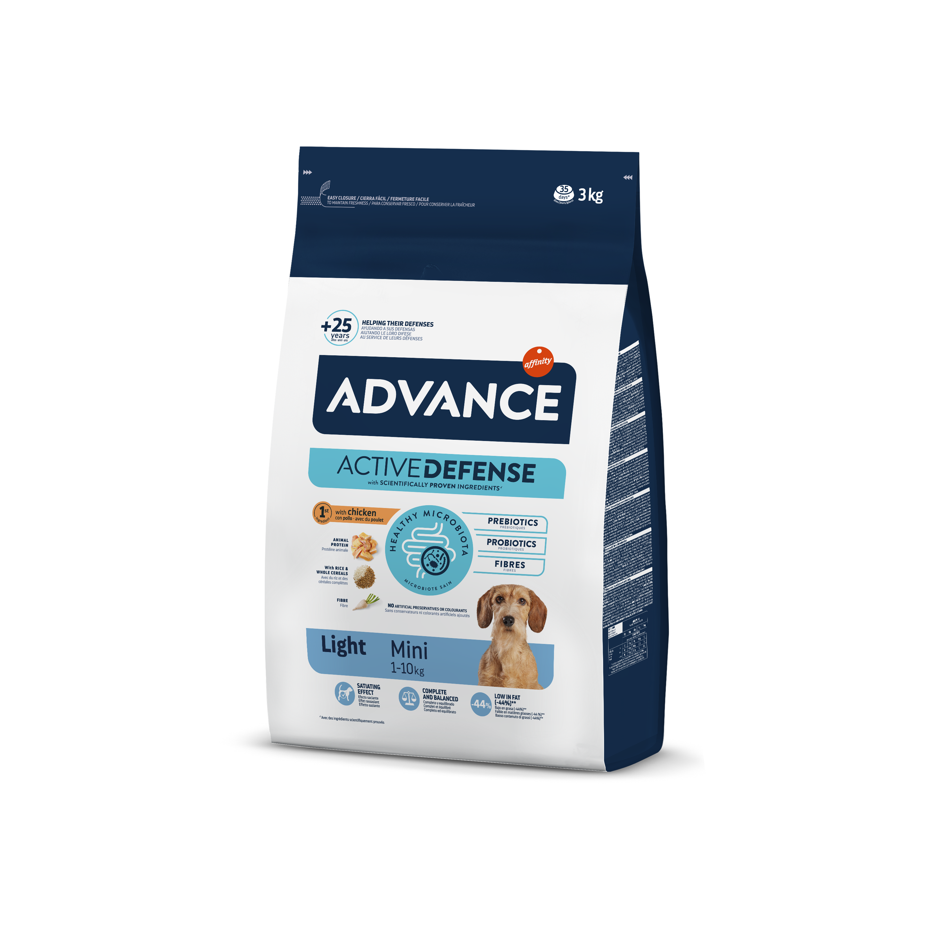 Advance Mini Light Sausas maistas mažųjų veislių šunims linkusiems priaugti svorio 3 kg