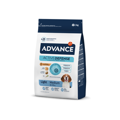 Advance Medium Light Sausas maistas vidutinių veislių šunims linkusiems priaugti svorio 3 kg