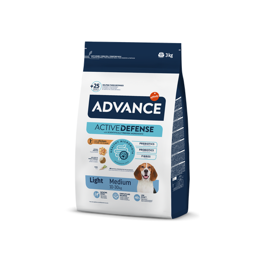 Advance Medium Light Sausas maistas vidutinių veislių šunims linkusiems priaugti svorio 3 kg