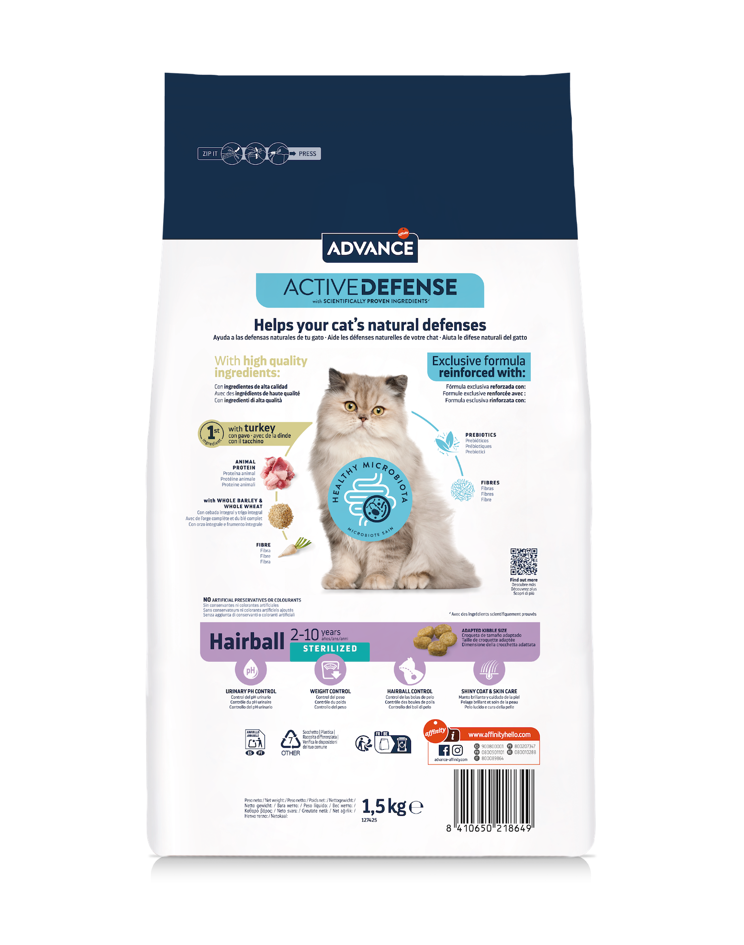 Advance Sterilized Hairball cat  1,5 kg