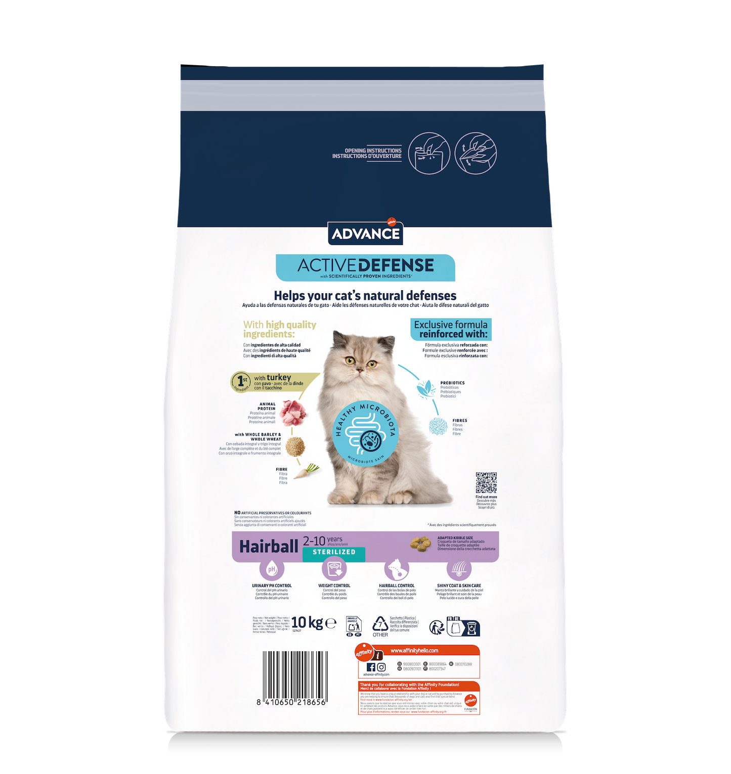 Advance Sterilized Hairball sausā barība sterilizētiem kaķiem pret spalvu kamolu veidošanos 10 kg