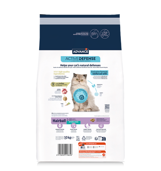 Advance Sterilized Hairball sausā barība sterilizētiem kaķiem pret spalvu kamolu veidošanos 10 kg