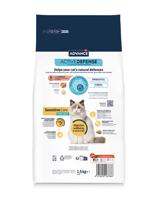 Advance Sterilized Sensitive sausā barība sterilizētiem kaķiem ar jutīgu gremošanas sistēmu 1,5 kg