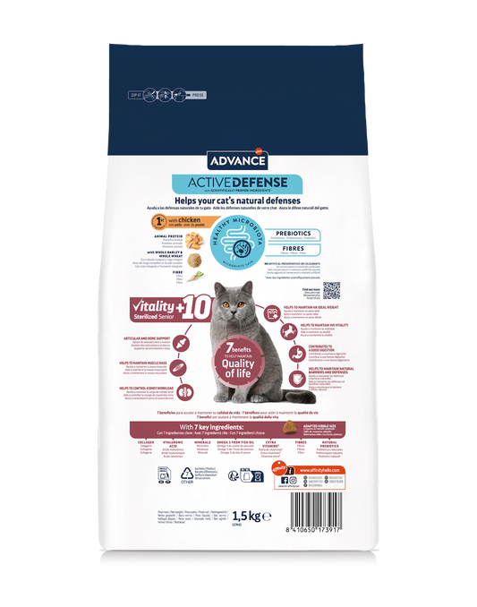 Advance Sterilized Senior Vitality sausā barība sterilizētiem kaķiem vecākiem kaķiem 1,5 kg