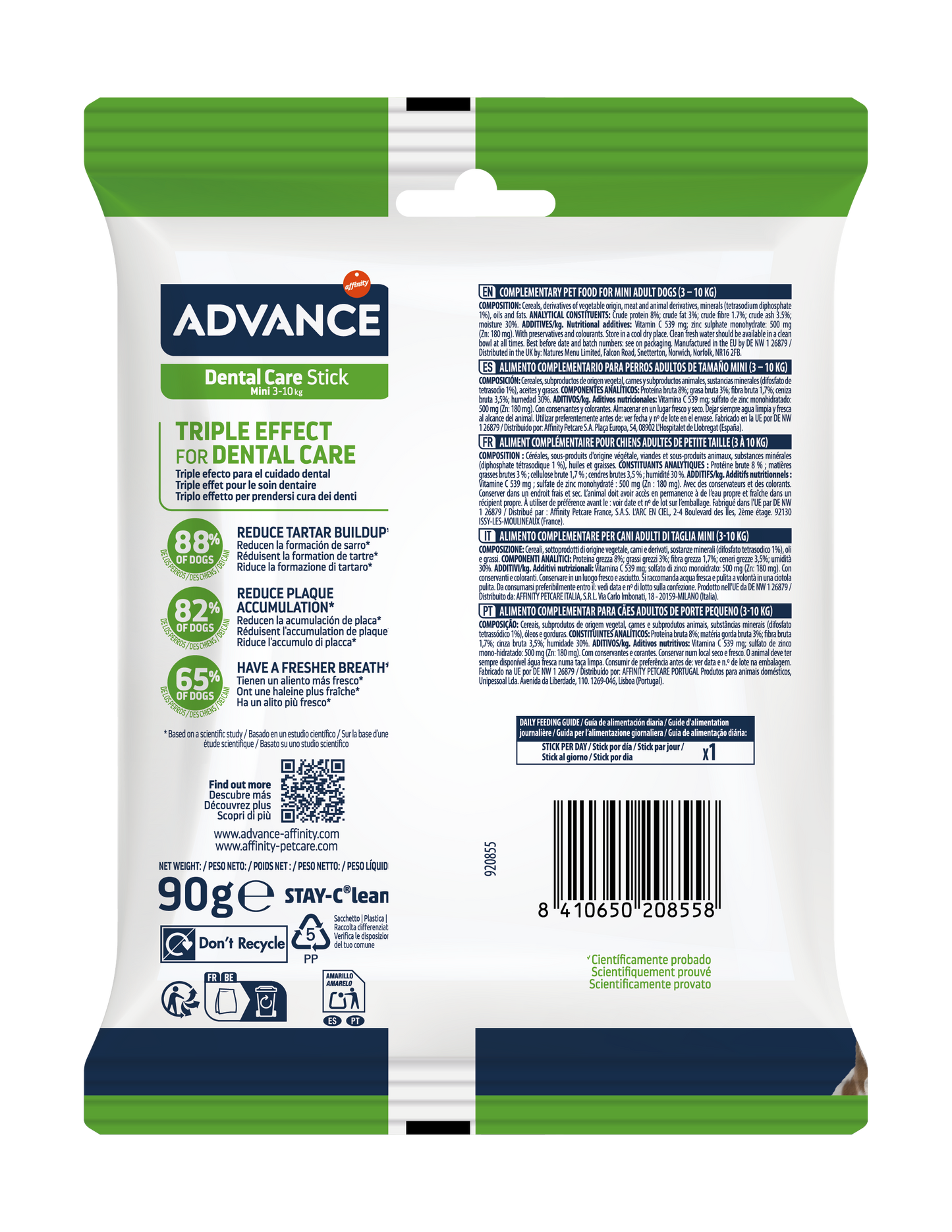 Advance Dental Care Stick MINI Skanėstai šunims dantų priežiūrai 90 g