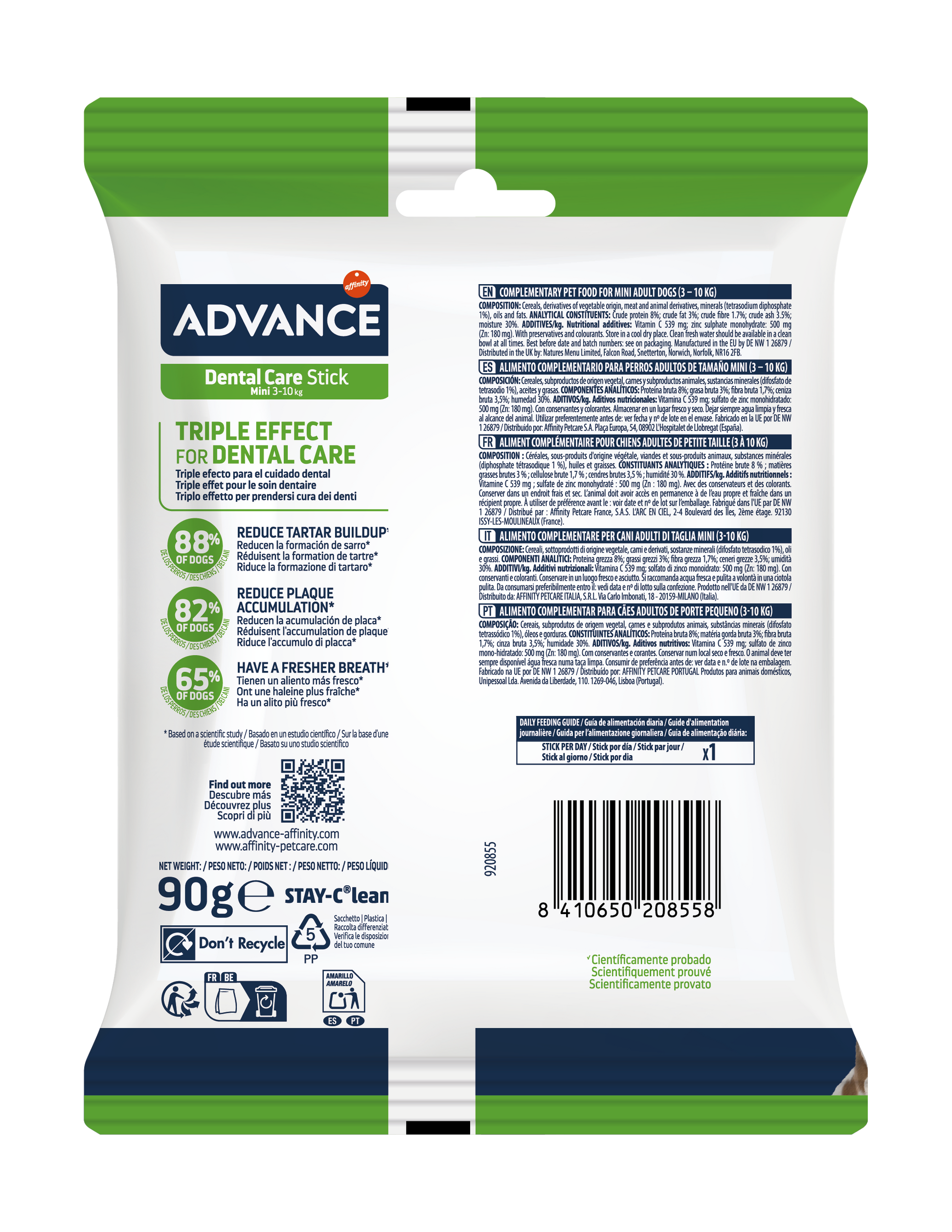 Advance Dental Care Stick MINI Skanėstai šunims dantų priežiūrai 90 g
