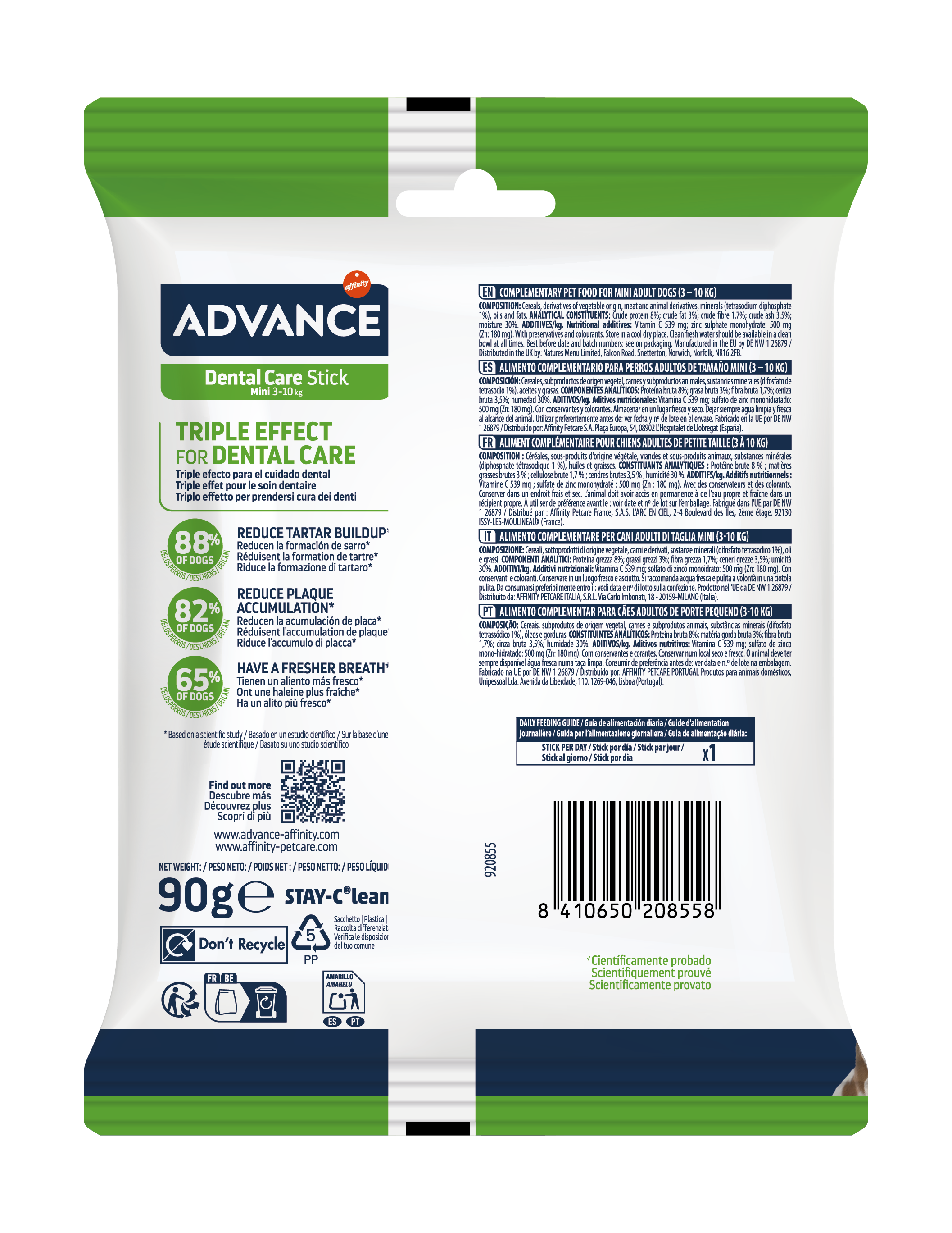 Advance Dental Care Stick MINI Skanėstai šunims dantų priežiūrai 90 g
