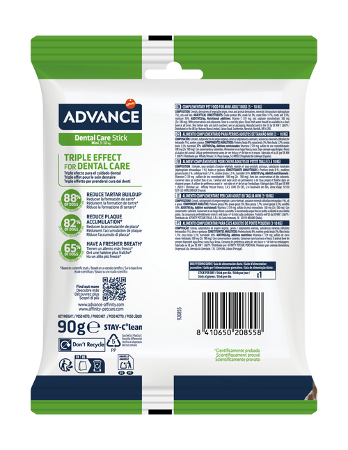 Advance Dental Care Stick MINI Skanėstai šunims dantų priežiūrai 90 g
