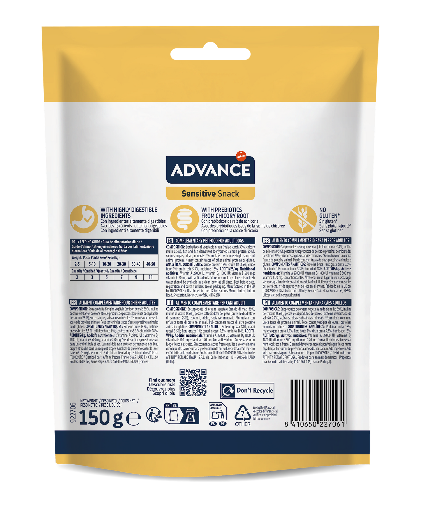 Advance Sensitive Snack Skanėstas jautrų skrandį turintiems šunims 150 g