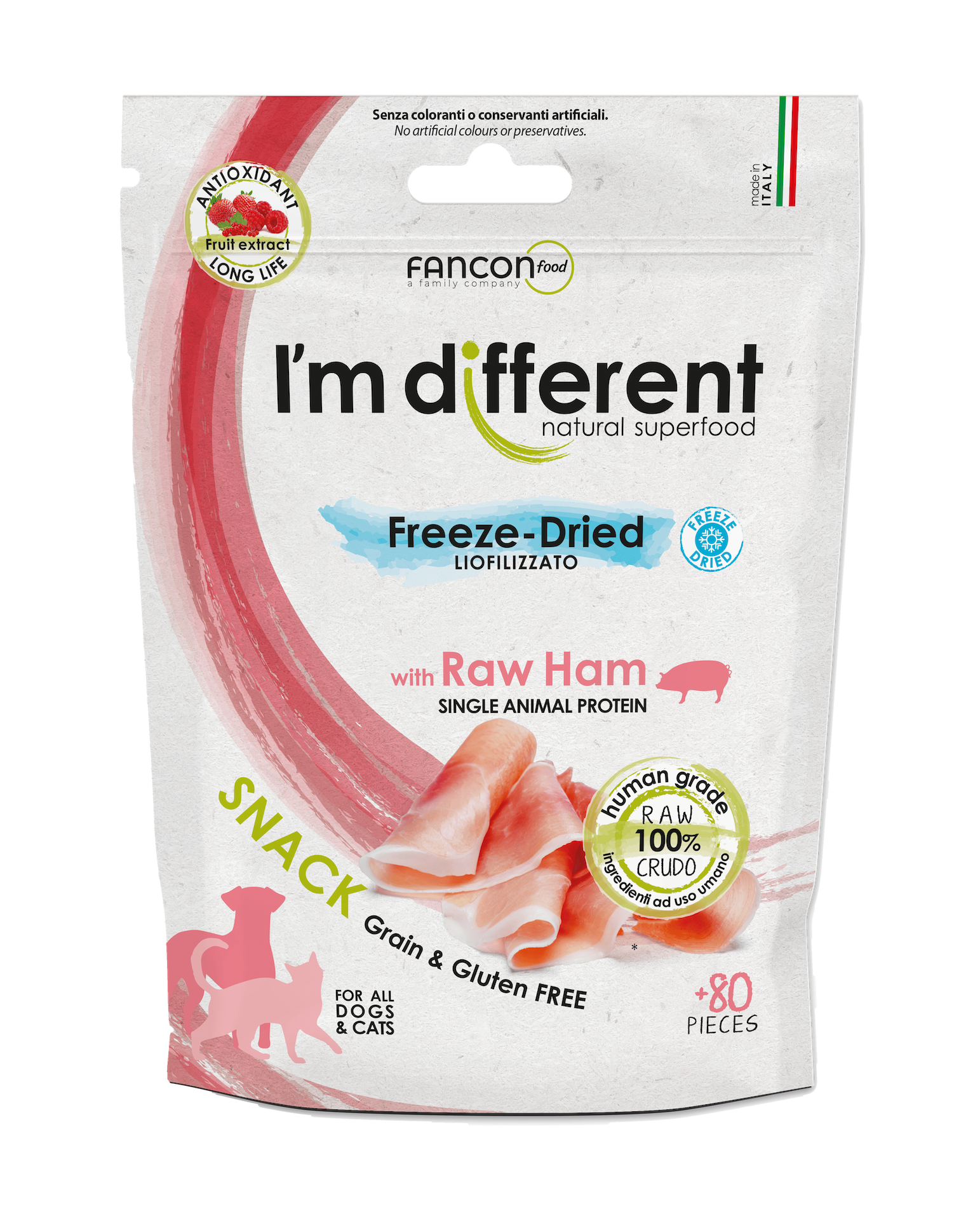 Diff Snack Raw Ham Liofilizuoti skanėstai šunims ir katėms su kumpiu 40 g